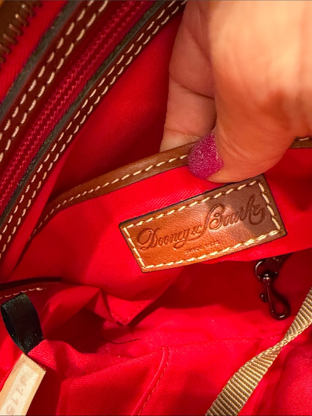 Dooney & Bourke Bright Yellow Pebbled Leather Tote with Brown Straps - Picture 9 of 9